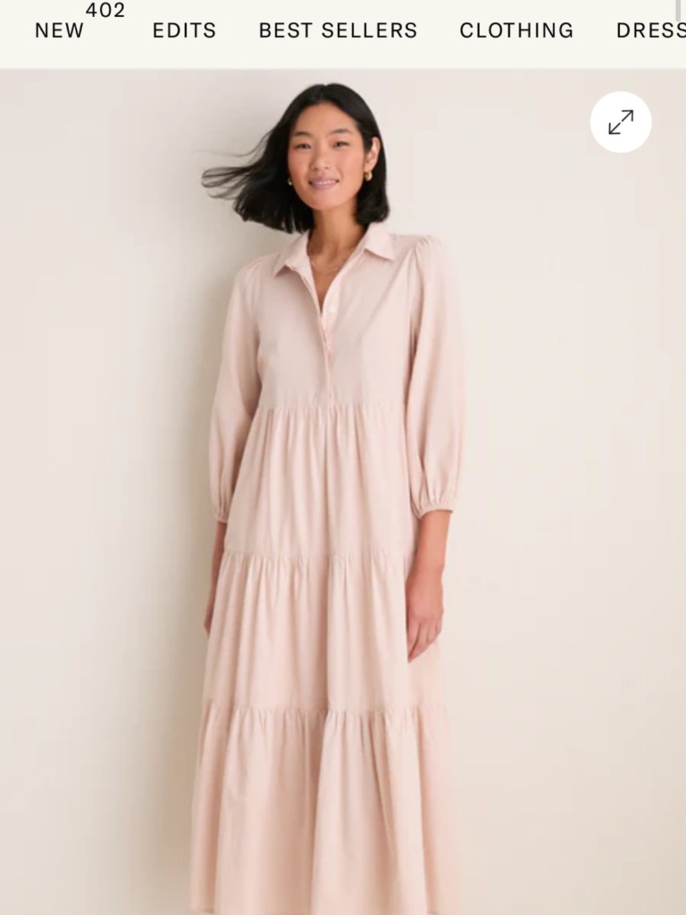 Tiered Button-Front Maxi Dress in sandstone